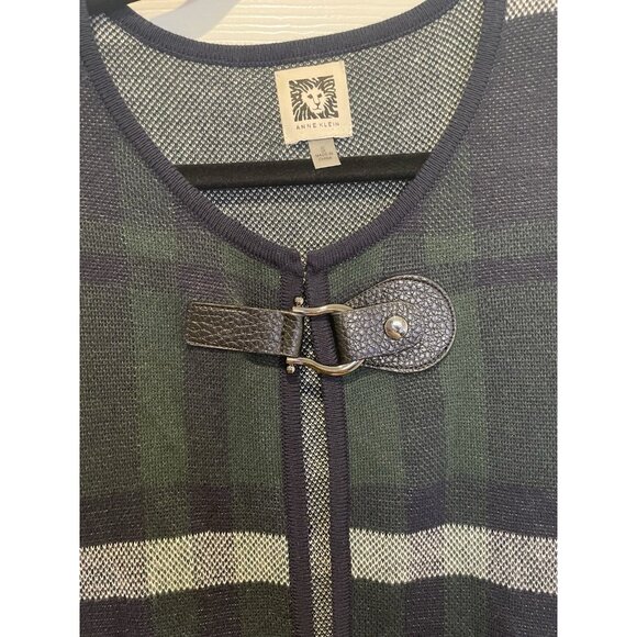 Anne Klein Womens Plaid Open Cardigan Sweater Coat Size S Clasp Preppy Old Money - Picture 4 of 14